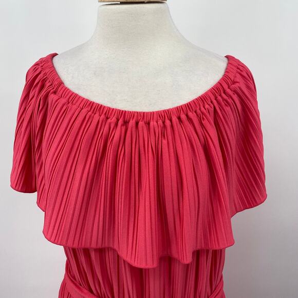 Lane Bryant Convertible Off the Shoulder Pleated Maxi Dress Coral Plus Womens 4X - Picture 4 of 11